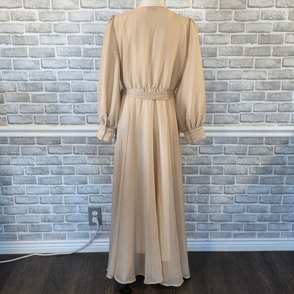 Ivy City Abbie Chiffon Maxi Dress Champagne Chiffon Elegant Party Wedding - Picture 3 of 11